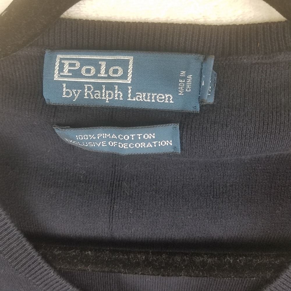 Polo Ralph Lauren Mens XL Navy Blue 100% Pima Cotton V-Neck Sweater Vest Pony - Picture 6 of 8